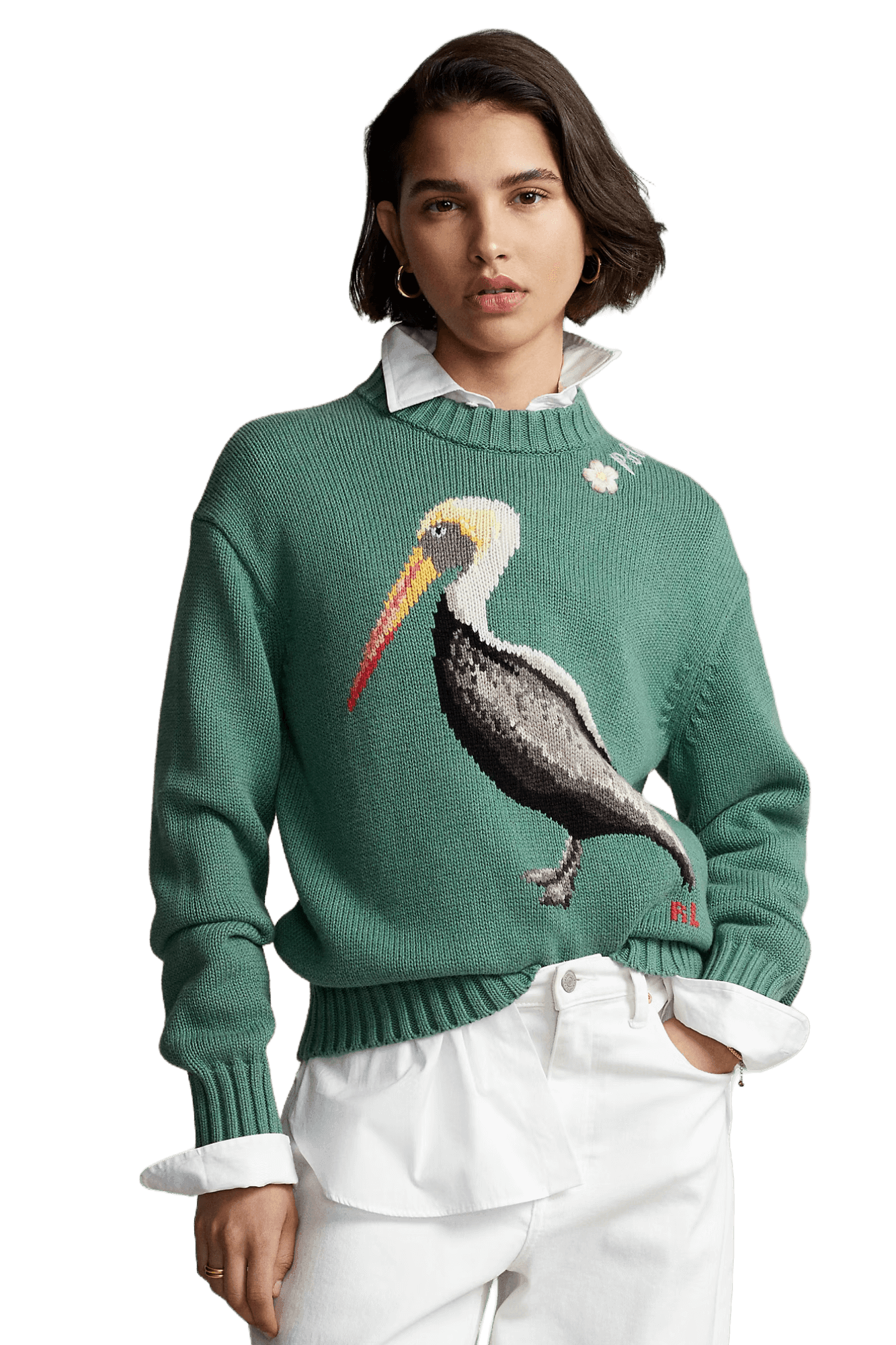 <tc>Ralph Lauren</tc> Jersey de cuello alto Pelican de punto intarsia para mujer