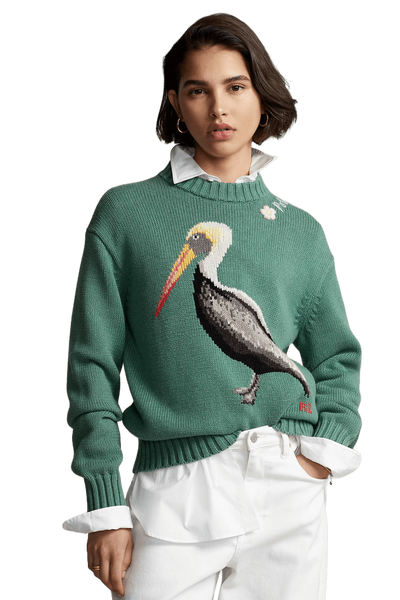 Ralph Lauren Women's Intarsia-Knit Pelican Mockneck Jumper – Kinship
