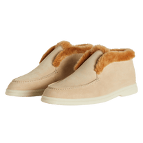 Loro Piana Women's Open Walk Ankle Boot (Suede with Beaver Fur)