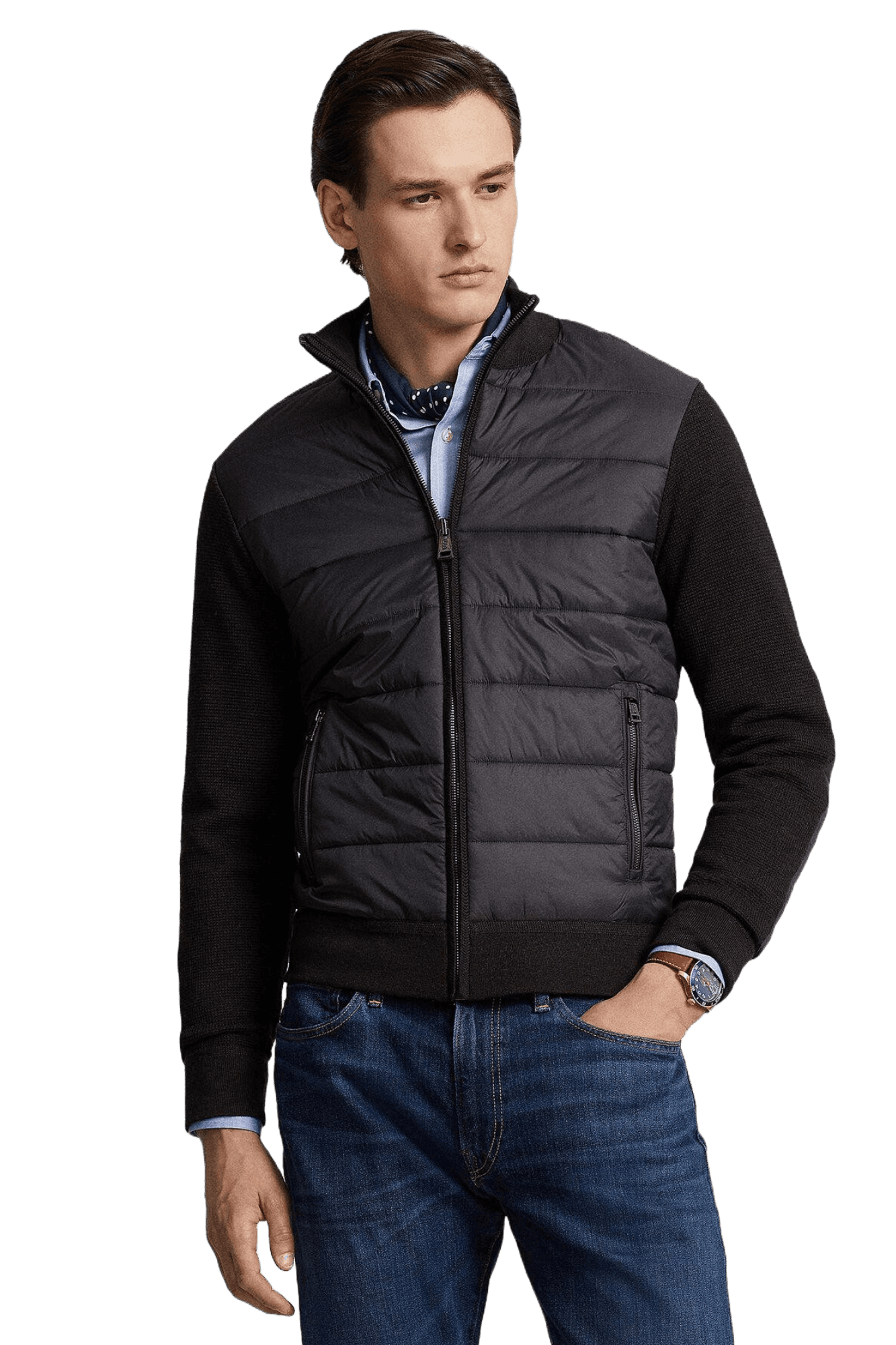 <tc>Ralph Lauren</tc> Suéter híbrido con cremallera completa para hombre