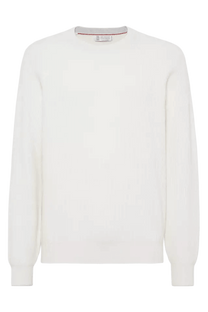 <tc>Brunello Cucinelli</tc> Suéter de cachemira con canalé inglés y mangas raglán para hombre