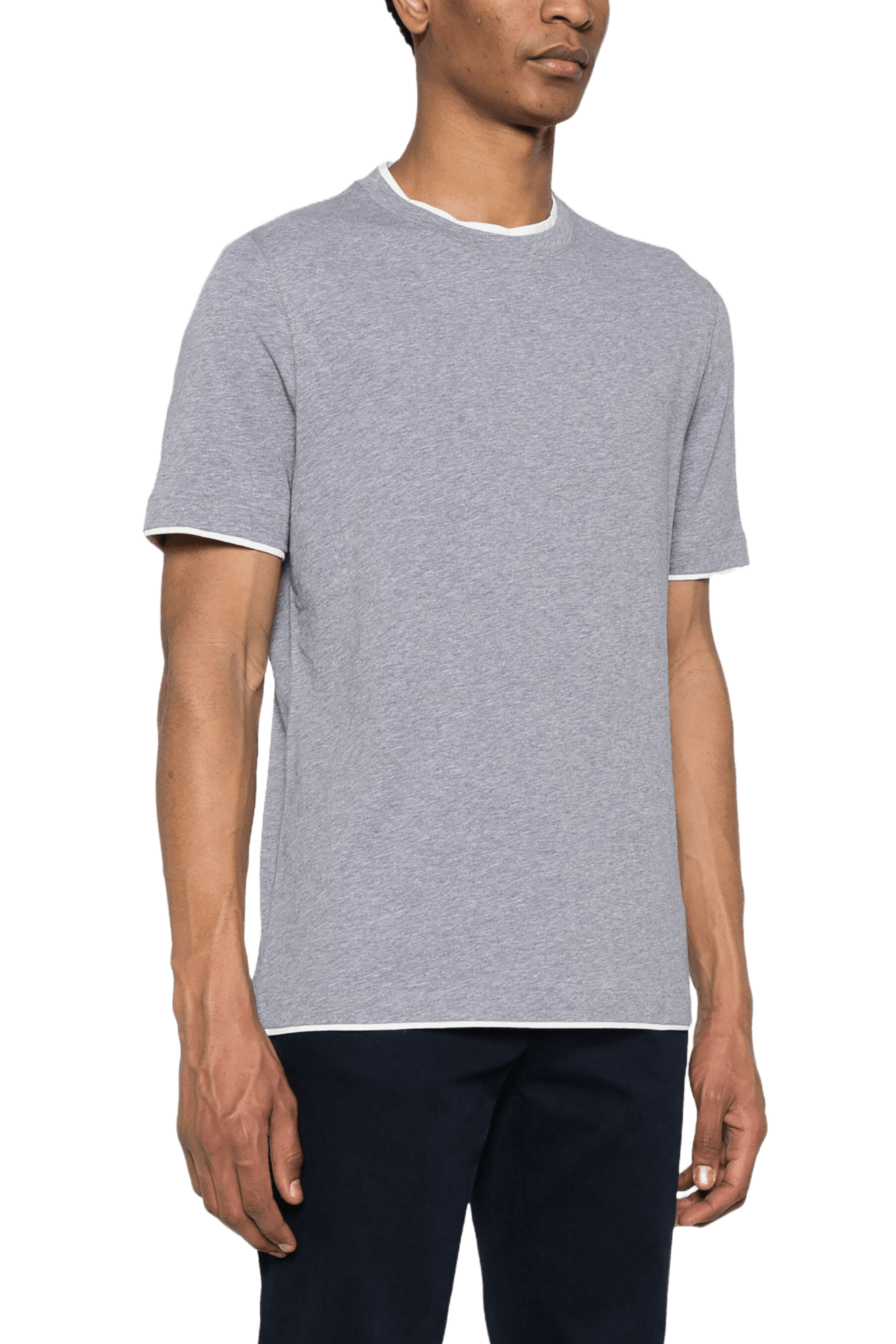 Brunello Cucinelli Men's Cotton Jersey Crew Neck T-shirt With Faux-layering