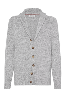 <tc>Brunello Cucinelli</tc> Cárdigan de cachemira Mouliné para hombre con mangas raglán