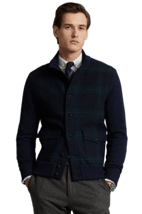 <tc>Ralph Lauren</tc> Cárdigan de lana a cuadros escoceses The Polo para hombre