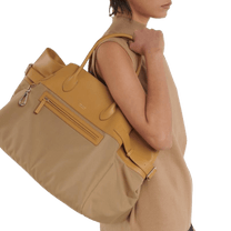 The Row Margaux 17 Inside-Out Buckled Leather Canvas Tote Bag
