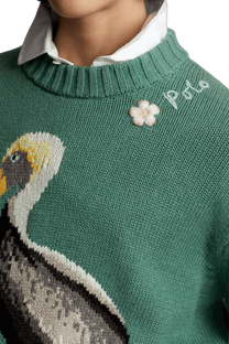 <tc>Ralph Lauren</tc> Jersey de cuello alto Pelican de punto intarsia para mujer