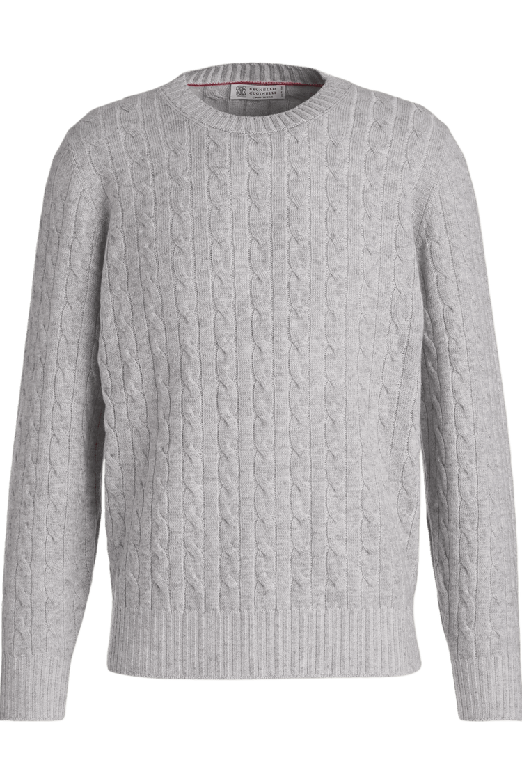 <tc>Brunello Cucinelli</tc> سترة رجالية من الكشمير فانيسيه محبوكة بالكابل