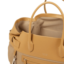 The Row Margaux 17 Inside-Out Buckled Leather Canvas Tote Bag