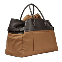 The Row Margaux 17 Inside-Out Buckled Leather Canvas Tote Bag