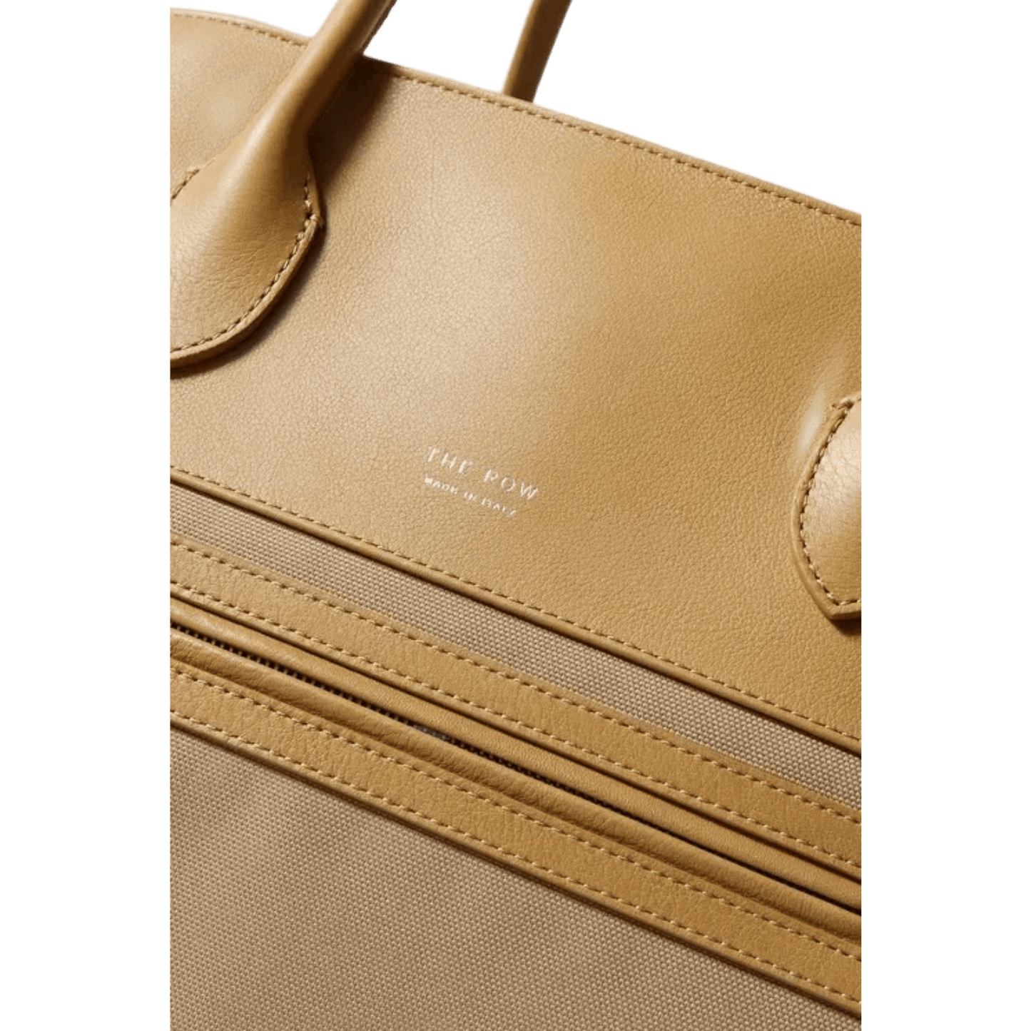 The Row Margaux 17 Inside-Out Buckled Leather Canvas Tote Bag