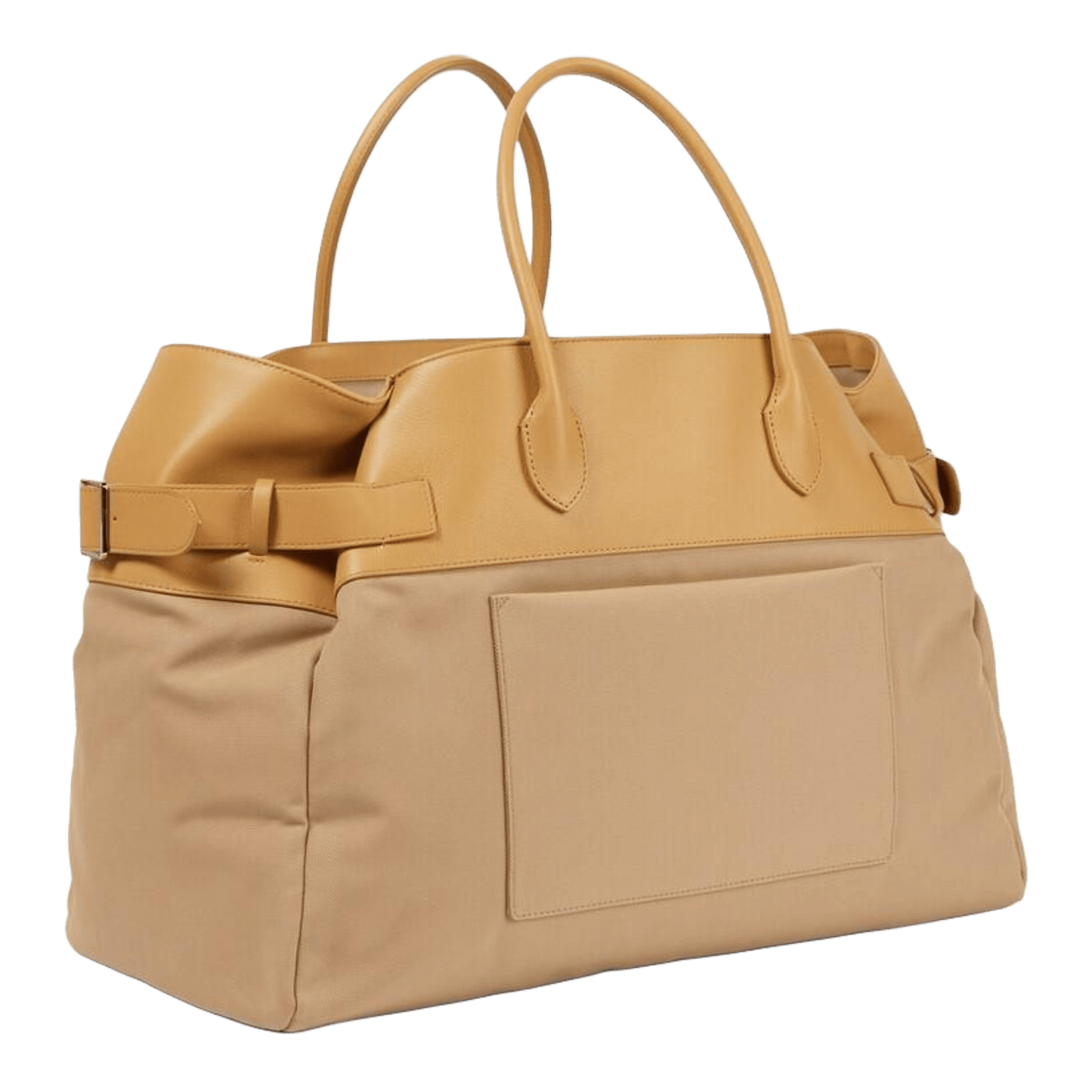 The Row Margaux 17 Inside-Out Buckled Leather Canvas Tote Bag