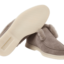 Loro Piana Women's Open Walk Ankle Boot (Suede with Beaver Fur)