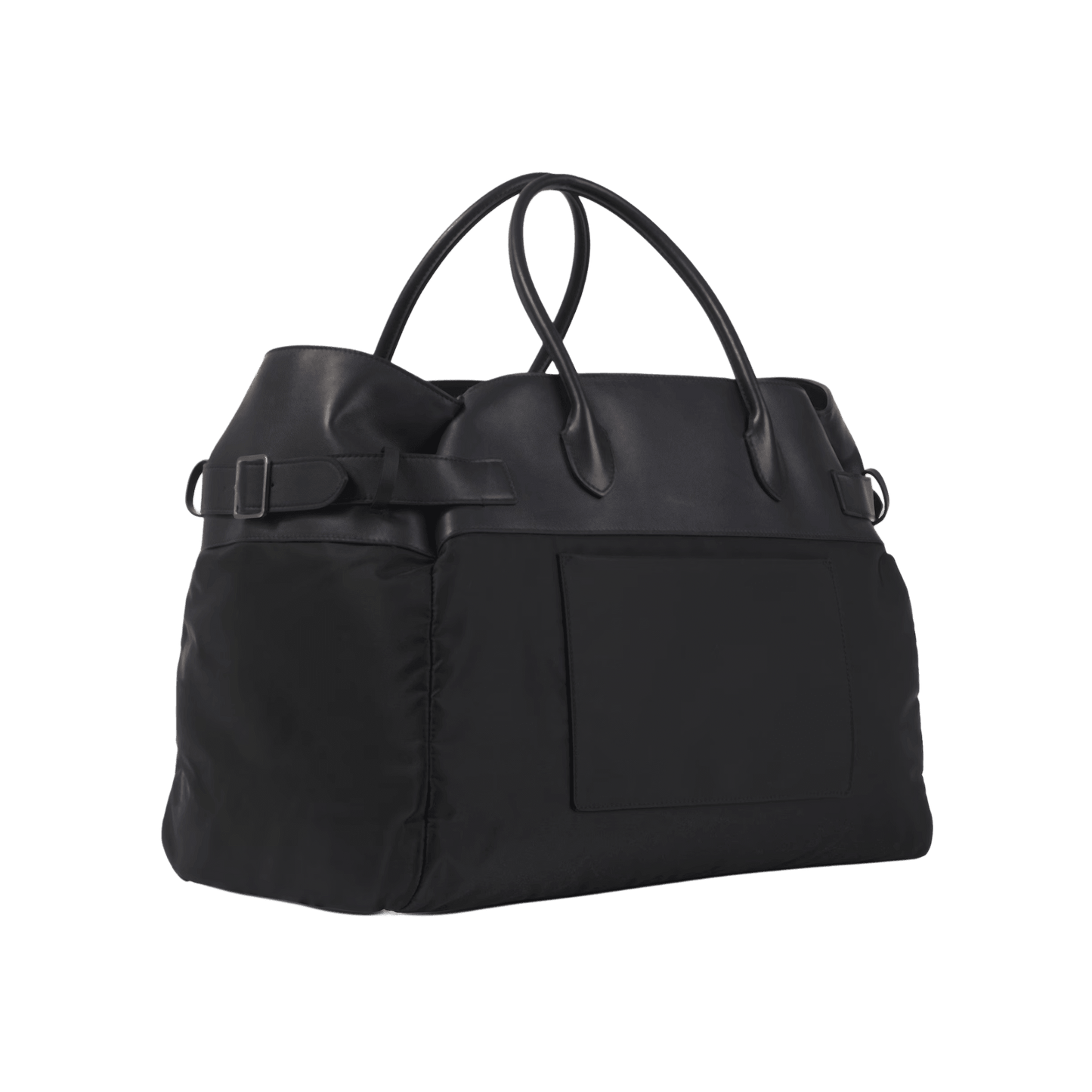 The Row Margaux 17 Inside-Out Buckled Leather Canvas Tote Bag