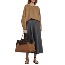 The Row Margaux 17 Inside-Out Buckled Leather Canvas Tote Bag