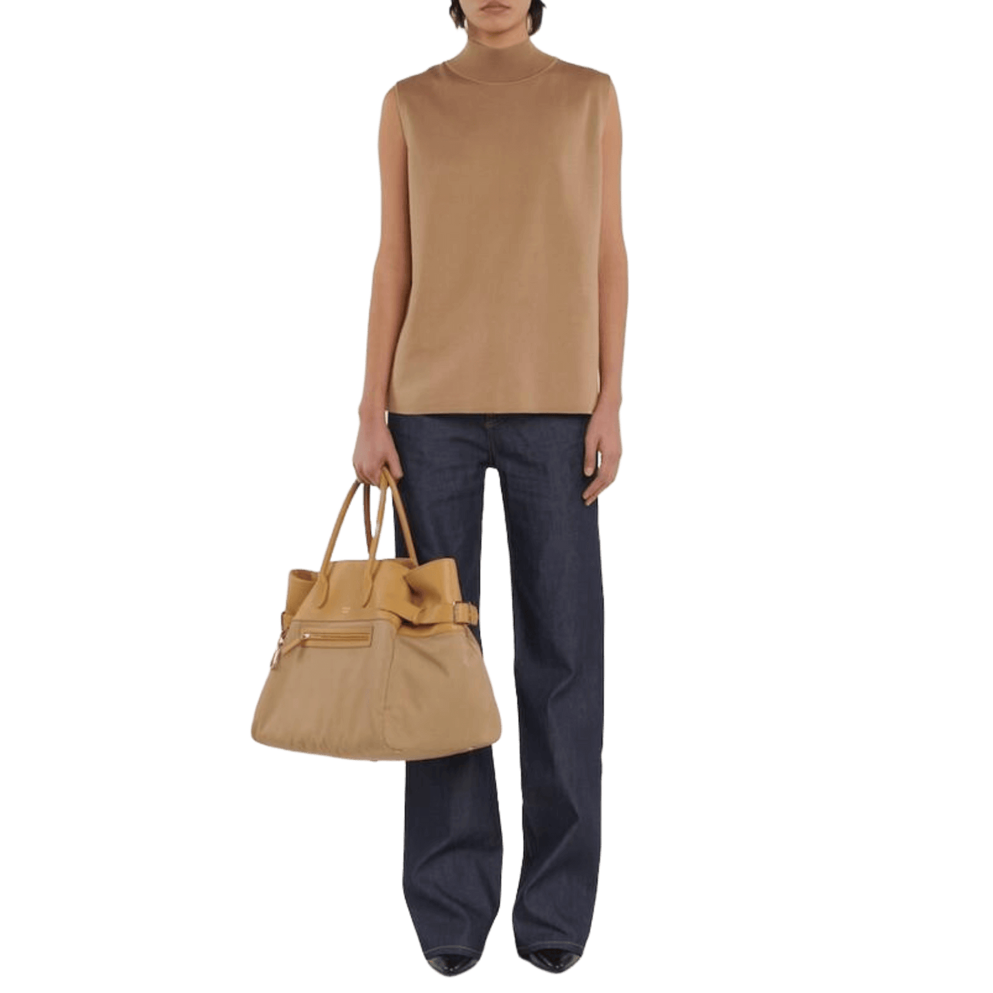 The Row Margaux 17 Inside-Out Buckled Leather Canvas Tote Bag