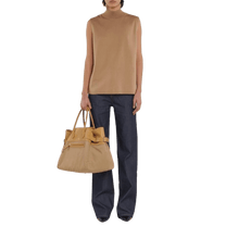 The Row Margaux 17 Inside-Out Buckled Leather Canvas Tote Bag