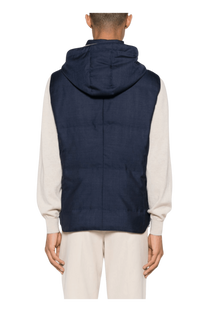 <tc>Brunello Cucinelli</tc> เสื้อแจ็คเก็ตขนเป็ดแขนกุดมีฮู้ดสำหรับผู้ชาย