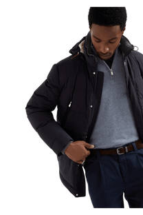 Brunello Cucinelli Men's Bonded Taffeta Down Jacket With Detachable Hood