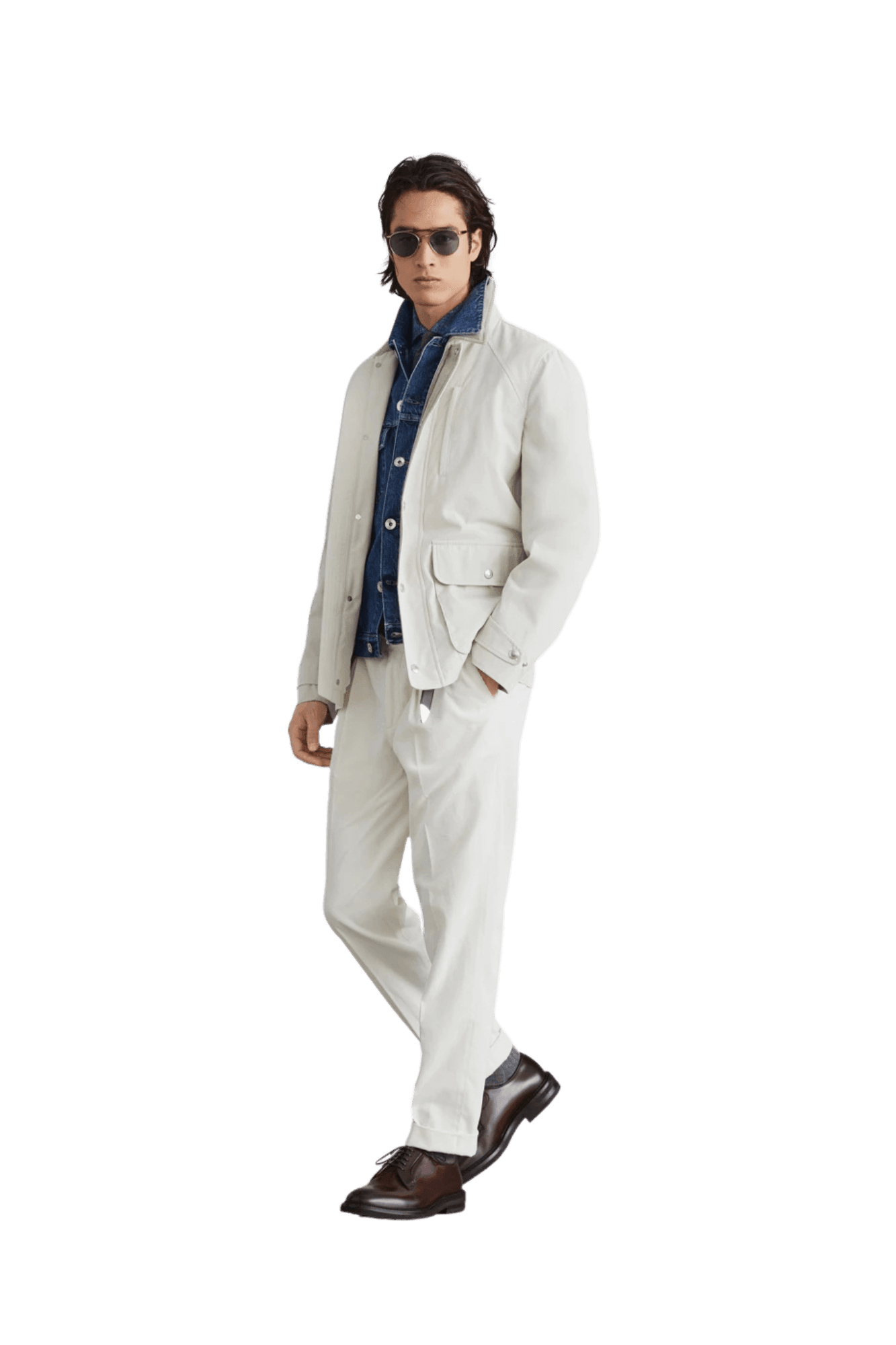 <tc>Brunello Cucinelli</tc> แจ็คเก็ตยีนส์สี่กระเป๋าสำหรับผู้ชาย