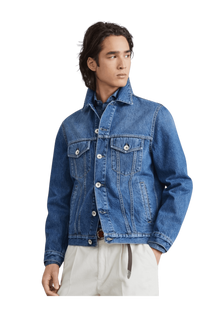<tc>Brunello Cucinelli</tc> แจ็คเก็ตยีนส์สี่กระเป๋าสำหรับผู้ชาย