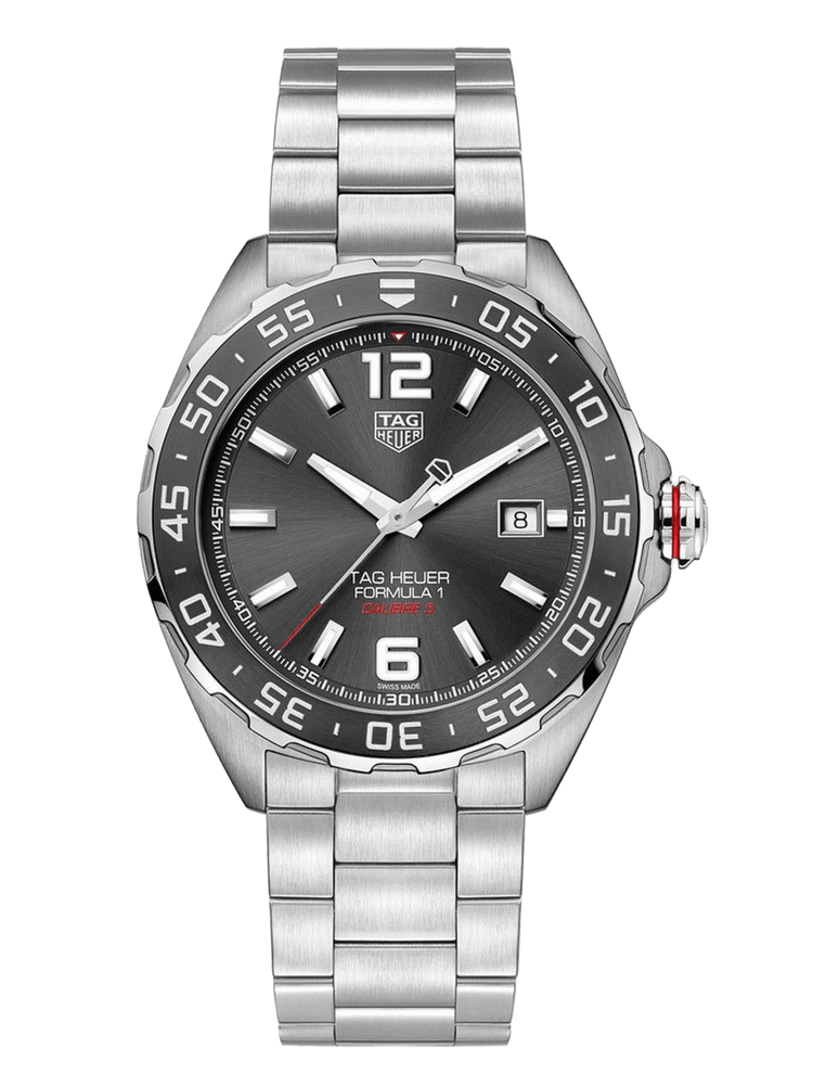 <tc>TAG Heuer</tc> Formula 1 Calibre 5 自動男士灰色鋼計時碼錶 43 毫米腕錶