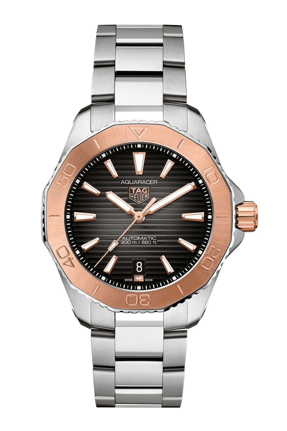 TAG Heuer Aquaracer Professional 200 Date 40mm 18k Rose Gold Black Dial Men's Watch