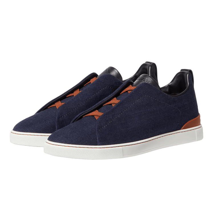Zegna Men's Cotton Denim Triple Stitch Sneakers