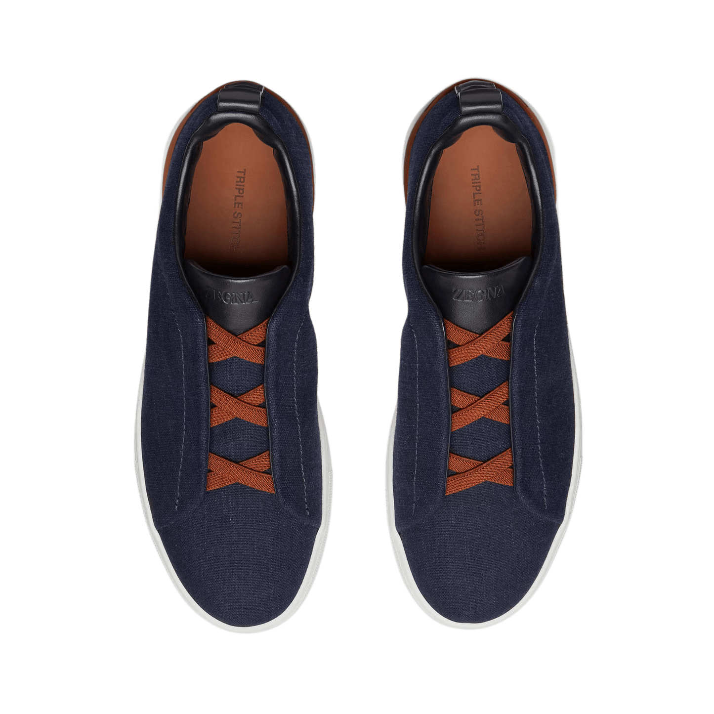 Zegna Men's Cotton Denim Triple Stitch Sneakers