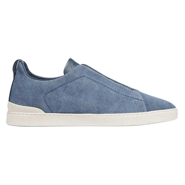 Zegna Men's Cotton Linen and Leather Triple Stitch Sneakers