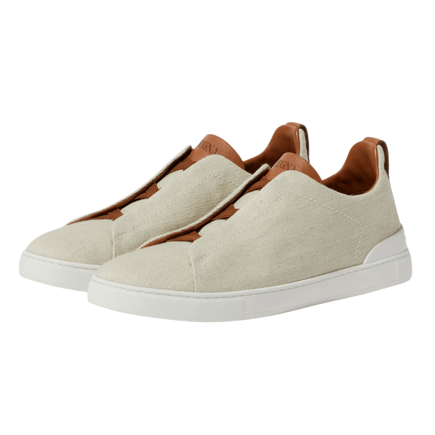 Zegna Men's Cotton Linen and Leather Triple Stitch Sneakers