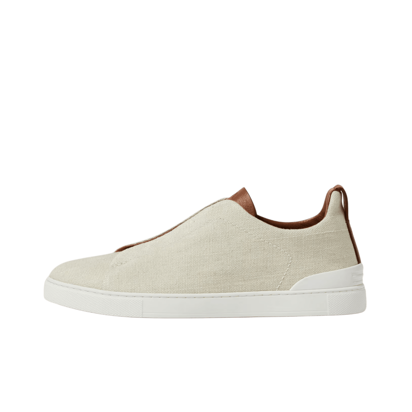 Zegna Men's Cotton Linen and Leather Triple Stitch Sneakers