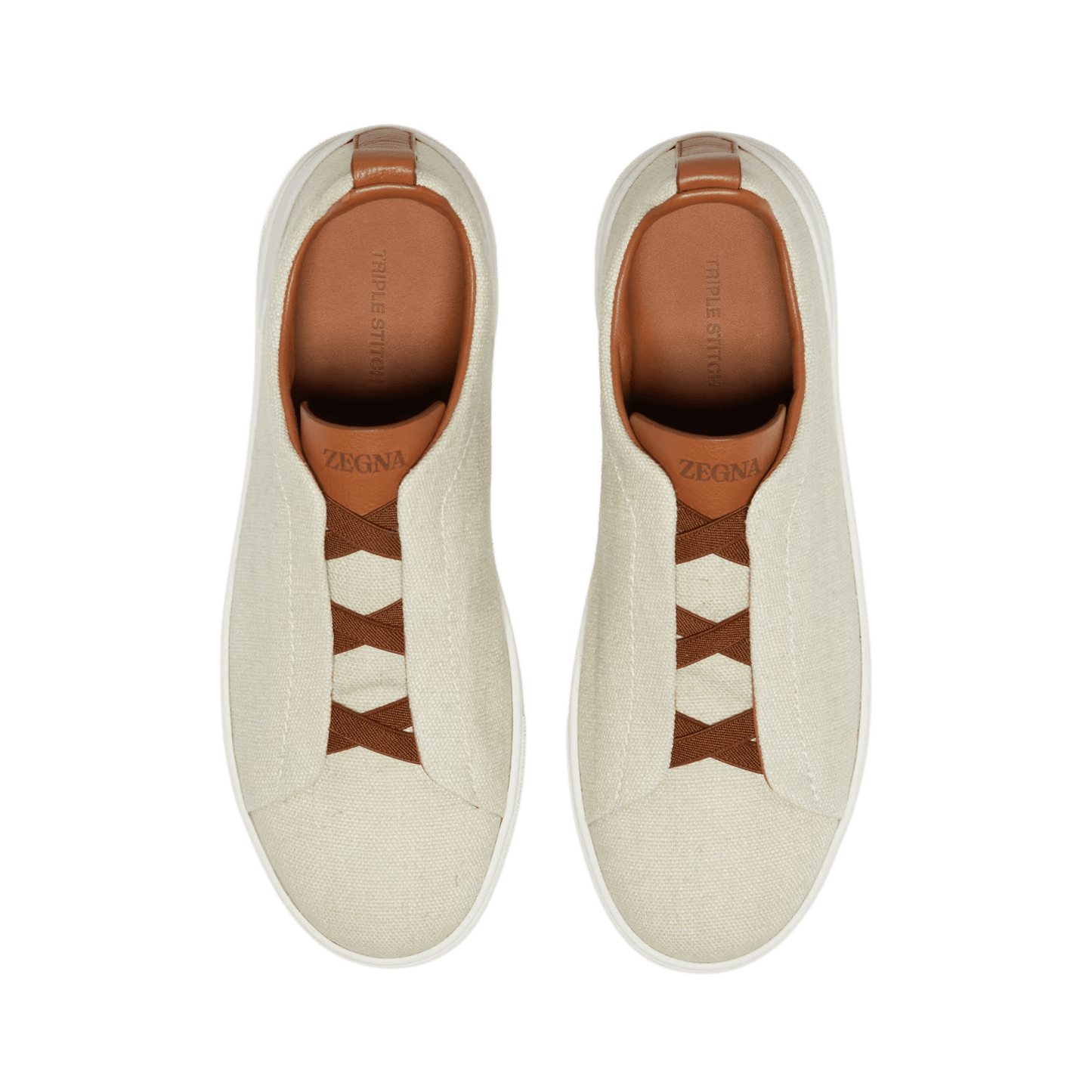 Zegna Men's Cotton Linen and Leather Triple Stitch Sneakers