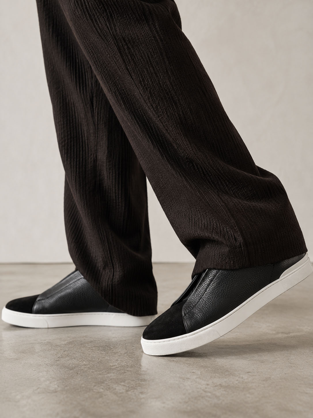 Zegna Men's Leather and Suede Triple Stitch Sneakers
