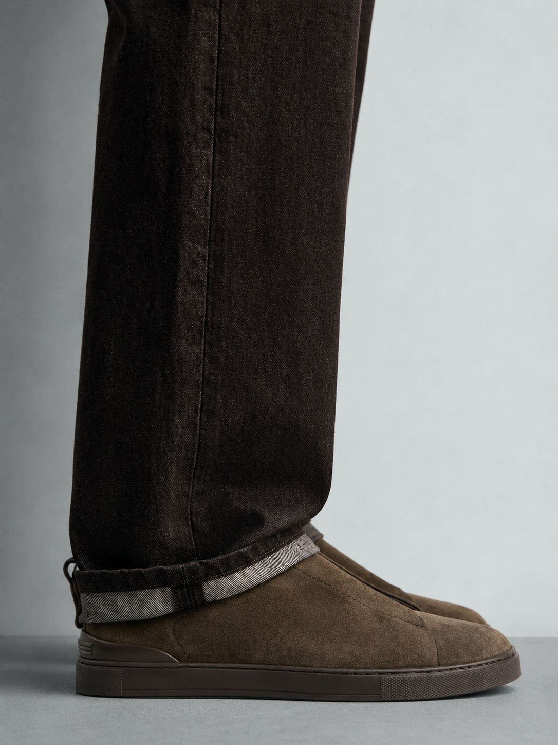 Zegna Men's Suede Triple Stitch Sneakers