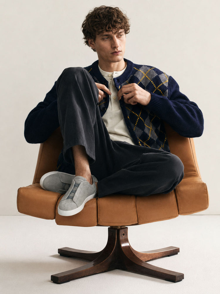 Zegna Men's Suede Triple Stitch Sneakers