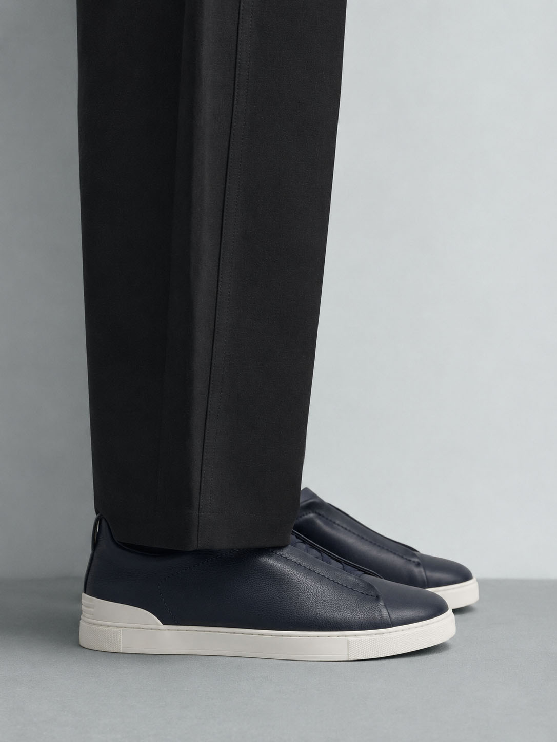 Zegna Men's Triple Stitch SECONDSKIN Leather Sneakers