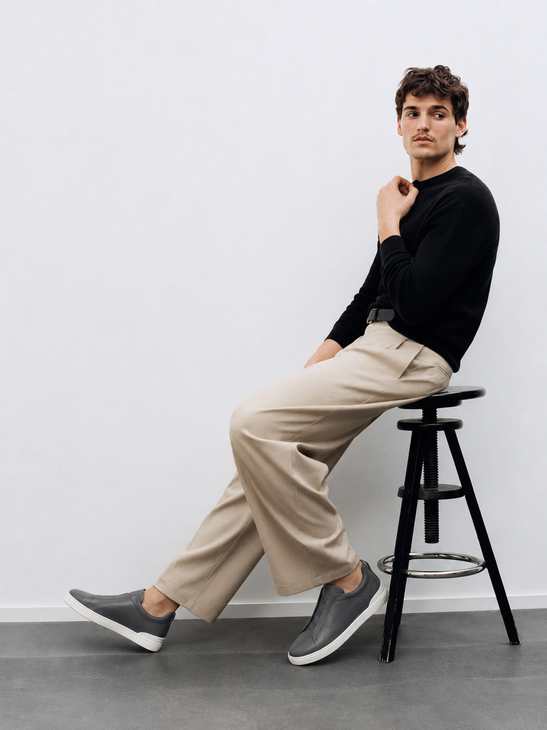 Zegna Men's Triple Stitch SECONDSKIN Leather Sneakers