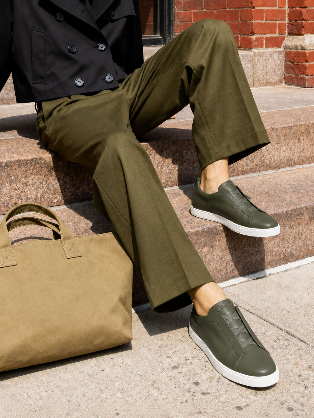 Zegna Men's Triple Stitch SECONDSKIN Leather Sneakers