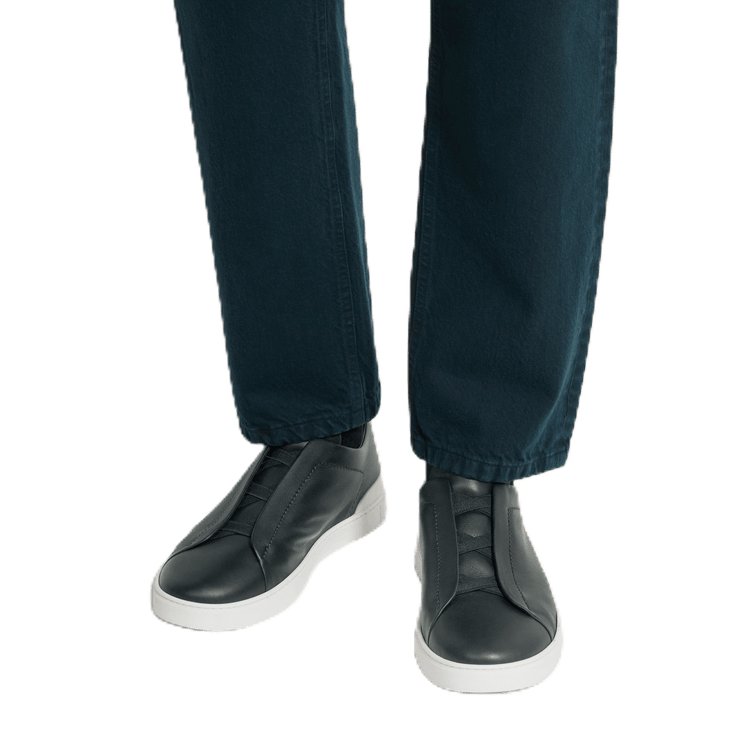 Zegna Men's Triple Stitch SECONDSKIN Leather Sneakers