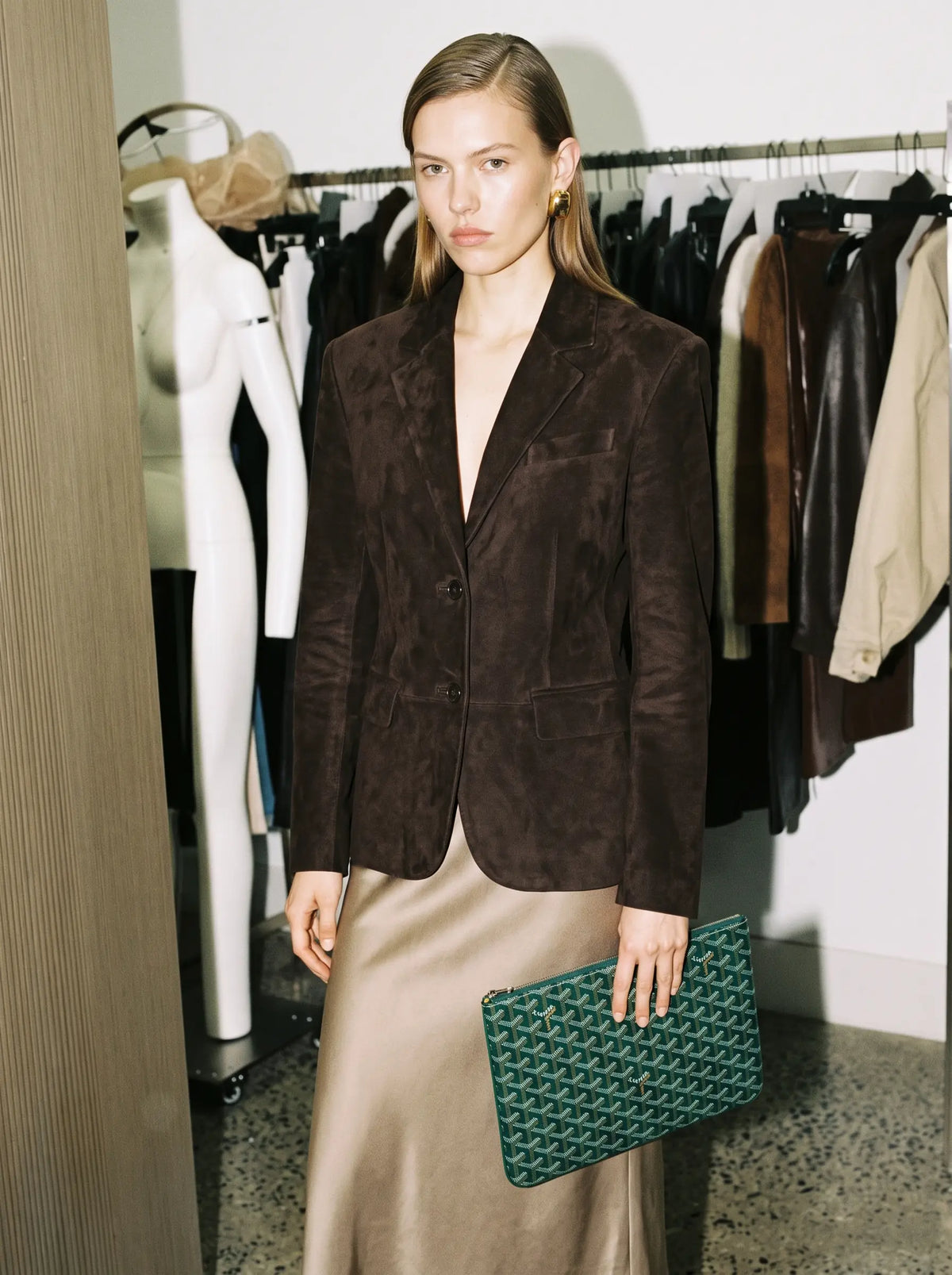 Goyard Senat MM Pouch - Green - Model photo