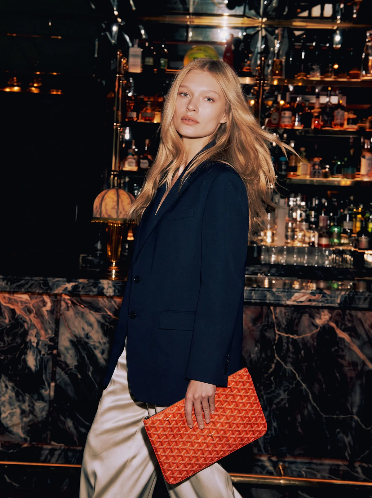 Goyard Senat MM Pouch - Orange - Model photo