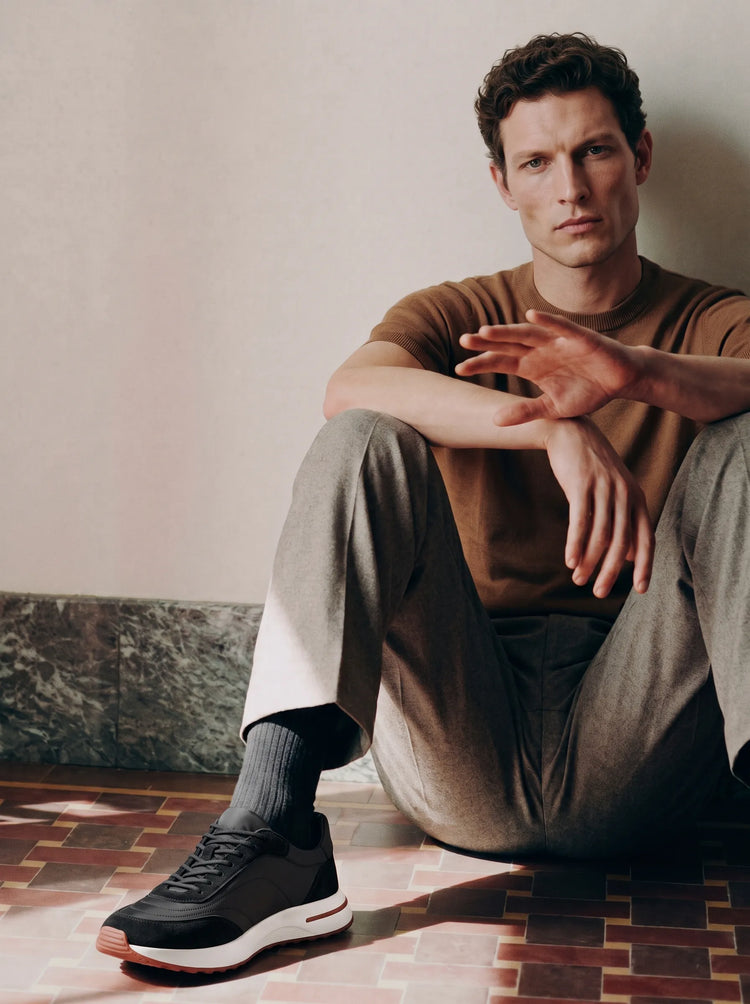 Loro Piana Men's Week End Walk Sneaker - Black - Model photo