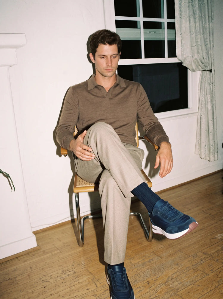 Loro Piana Men's Week End Walk Sneaker - Navy Blue - Model photo