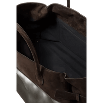 The Row Margaux 17 Inside-Out Buckled Leather Canvas Tote Bag
