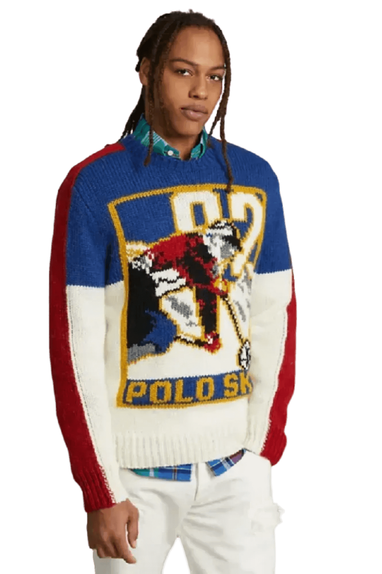 <tc>Ralph Lauren</tc> Suéter de mezcla de lana para hombre, estilo polo de esquí